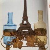 エッフェル塔開設記念  ブルーとイエローのグラス酢、油入れ　商品画像2