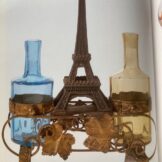 エッフェル塔開設記念  ブルーとイエローのグラス酢、油入れ　商品画像2